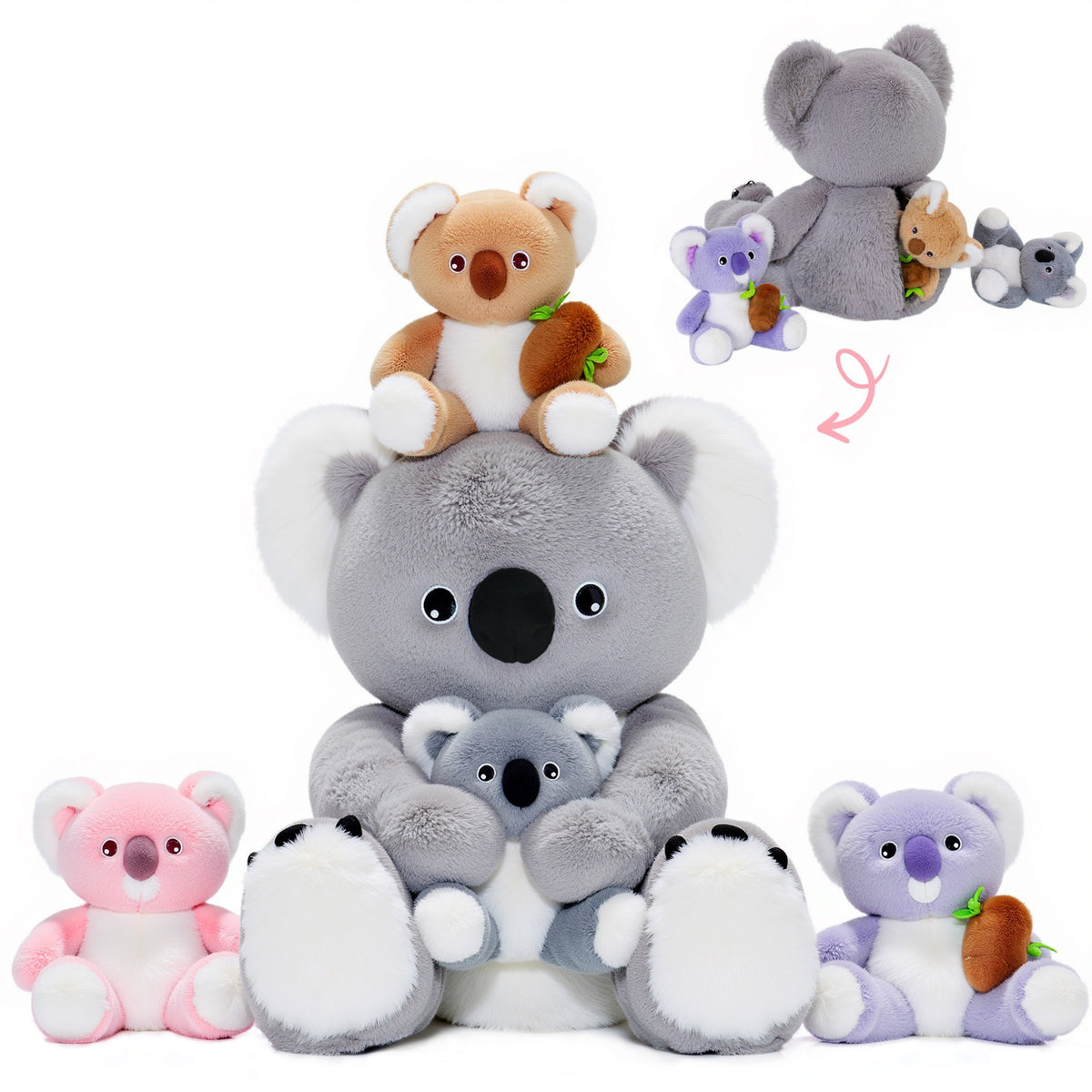 Ouozzz Koala Stuffed Animal Koala Mommy With 4 Babies Koala Plush Playset Gift for Toddlers Adults Alike Ouozzzshop