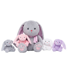 Indlæs billede til gallerivisning Rabbit Mommy with 4 Babies Plush Stuffed Animal