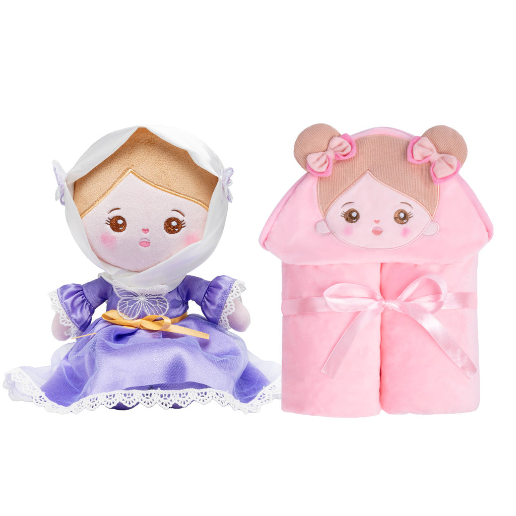 Personalized Doll and 35 Inch Soft Baby Blanket Combo