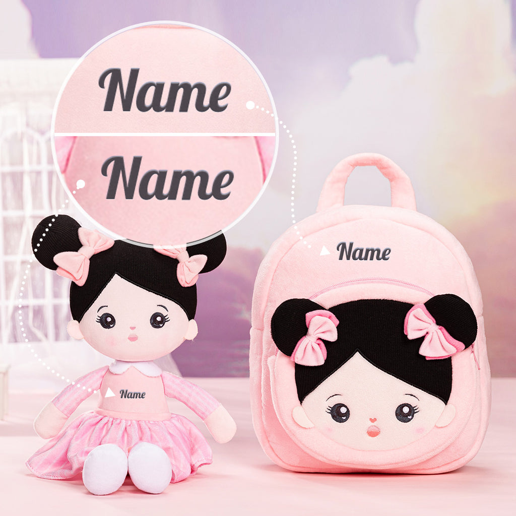 Personalized Pink Black Hair Baby Doll