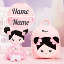 Carica l&#39;immagine nel visualizzatore di Gallery, Bambola di peluche per bambini personalizzata Pink Black Hair
