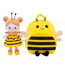 Laden Sie das Bild in den Galerie-Viewer, Personalized Yellow Bee Plush Baby Girl Doll + Bee Backpack