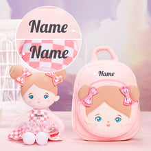 Charger l&#39;image dans la galerie, Personalized Pink Plaid Skirt Blue Eyes Girl Plush Doll