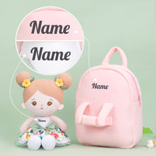 Charger l&#39;image dans la galerie, Personalized Green Floral Girl Plush Doll