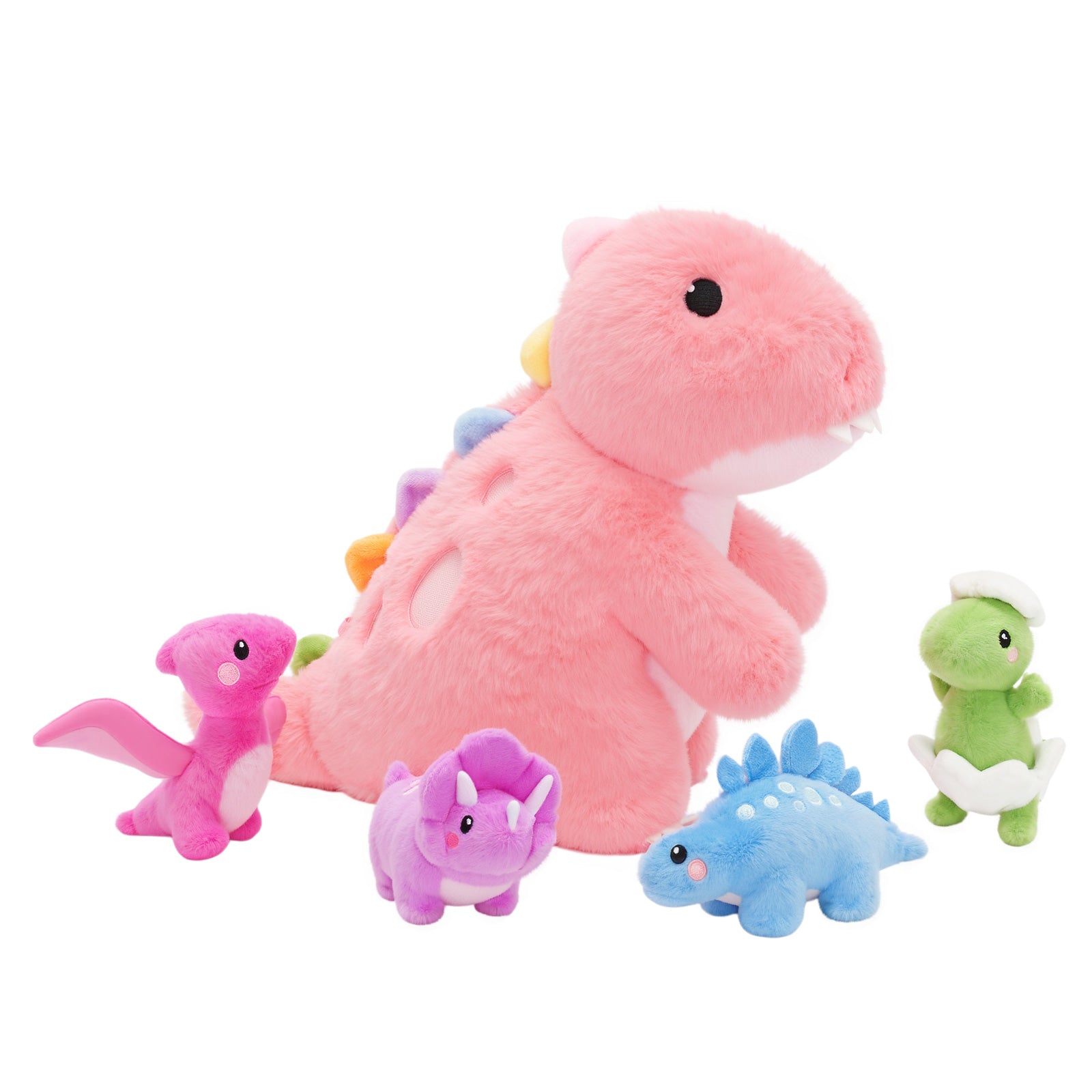 Pink T Rex Dinosaur Plush Toy with Babies, Tyrannosaurus Rex