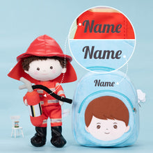 Cargar imagen en el visor de la galería, Muñeco de bebé de peluche de bomberos personalizado