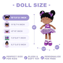 Load image into Gallery viewer, Personalized Deep Skin Tone Purple Doll and Backpack