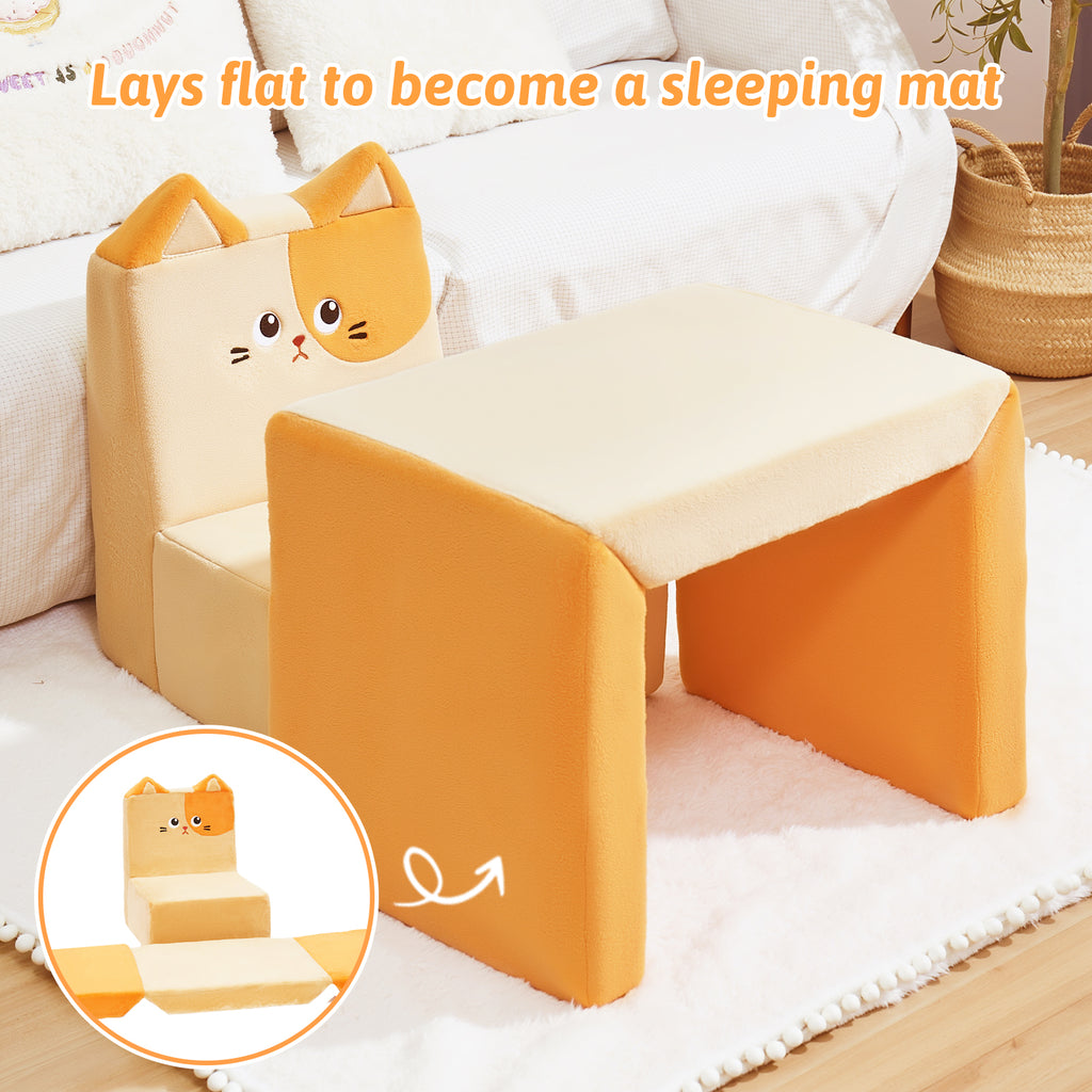 2 in 1 Cute Cat Children Sofa Couch and Desk