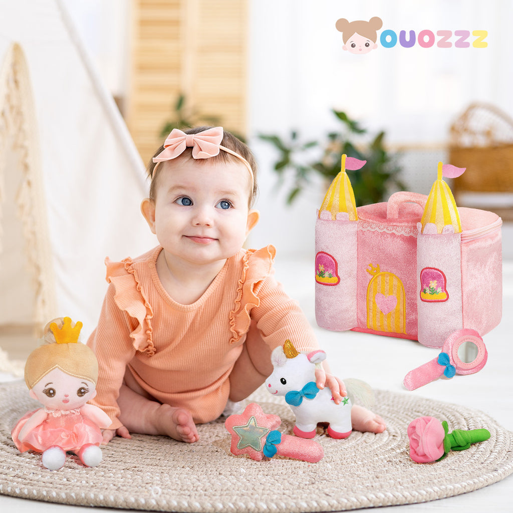 Personalized Baby's First Princess Castle Plush Playset Sound Toy Gift Set