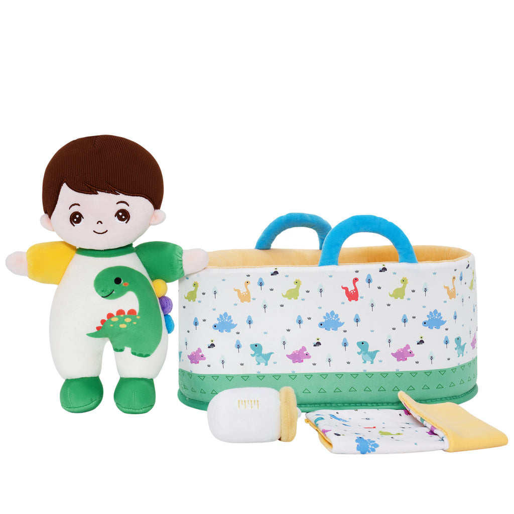 Mini Personalized Dinosaur White Skin Boy Plush Doll & Gift Set