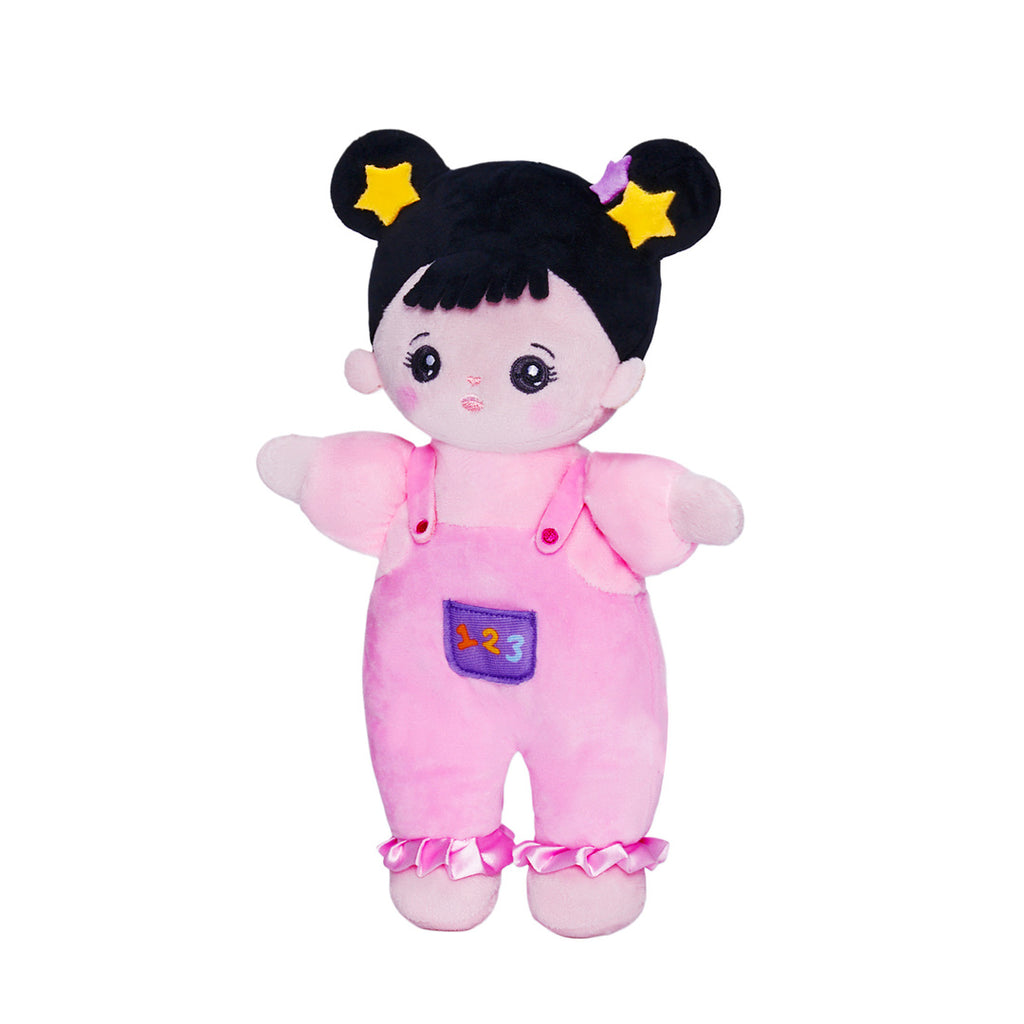 Personalized Black Hair Mini Plush Rag Baby Doll & Gift Set