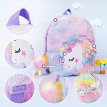 Load image into Gallery viewer, Rapunzelcorn Rainbow Hair Unicorn Mommy Stuffed Animal with 4 Babies