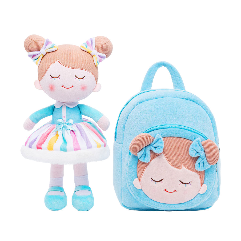 Bambola e zaino arcobaleno personalizzati