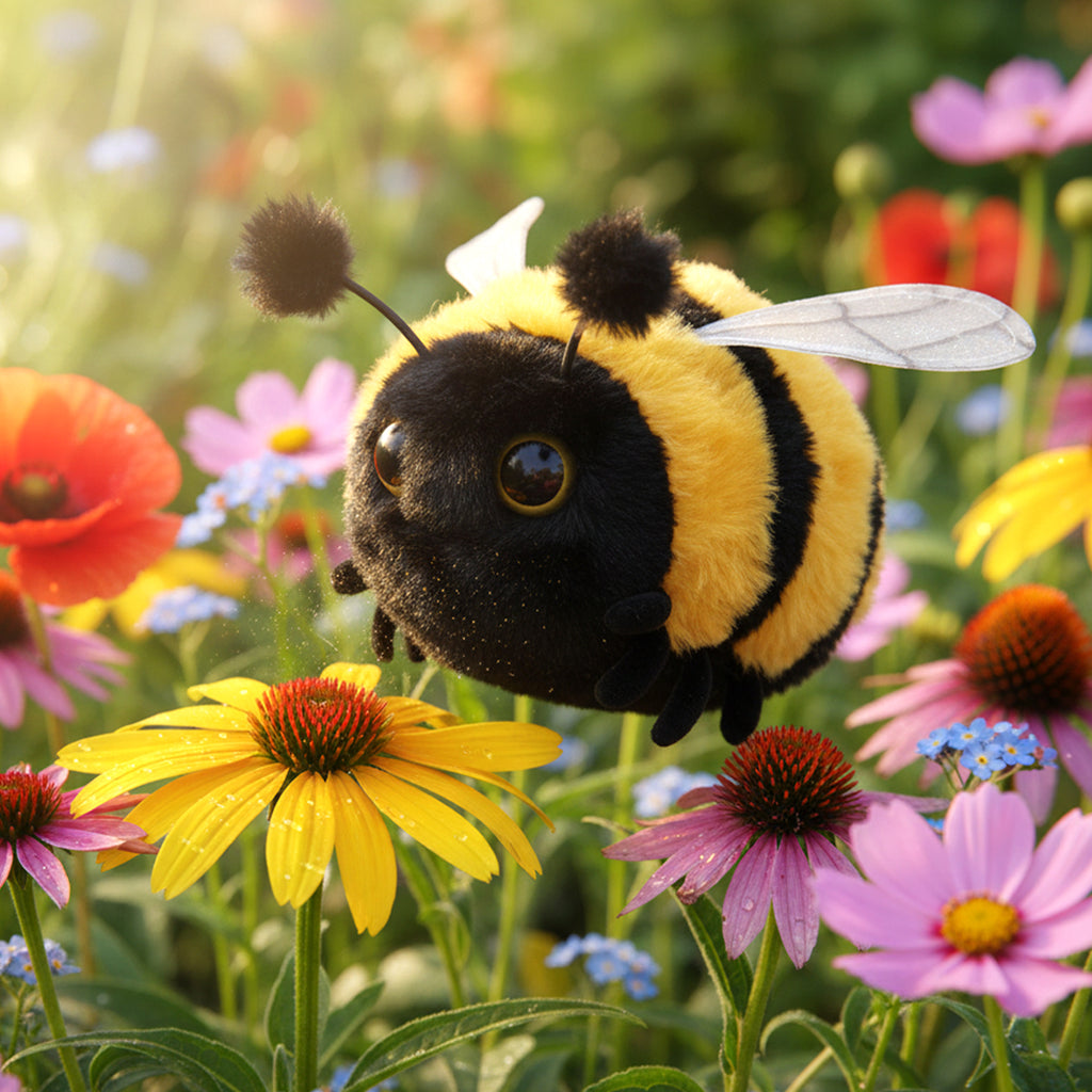 Soft Fur Bumblebee Plush Stuffed Animal Toy 7 Inch