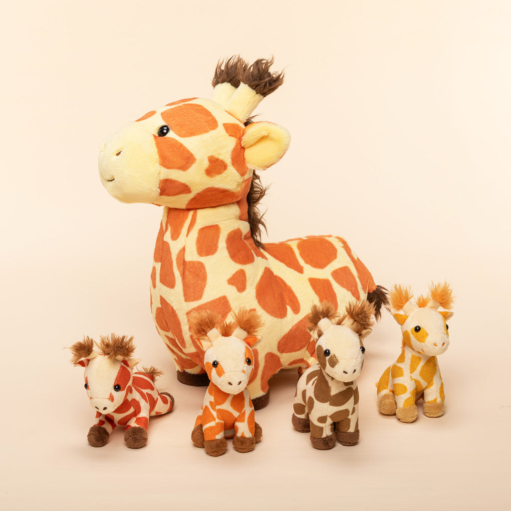 Giraffe Mommy with 4 Babies Plush Stuffed Animal Set