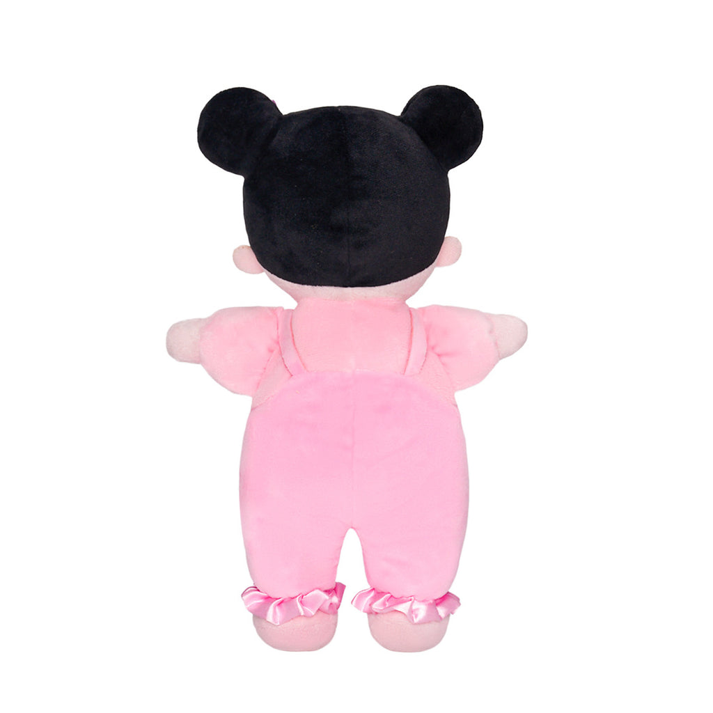 Mini muñeca de niña de peluche de pelo negro personalizada