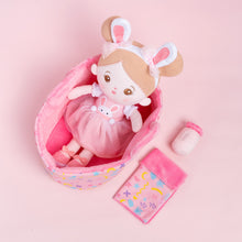 Laden Sie das Bild in den Galerie-Viewer, Personalized Pink Rabbit Girl Doll + Cloth Basket Gift Set