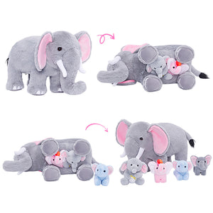 Elephant Stuffed Animal Plush Toy Set with 4 Babies