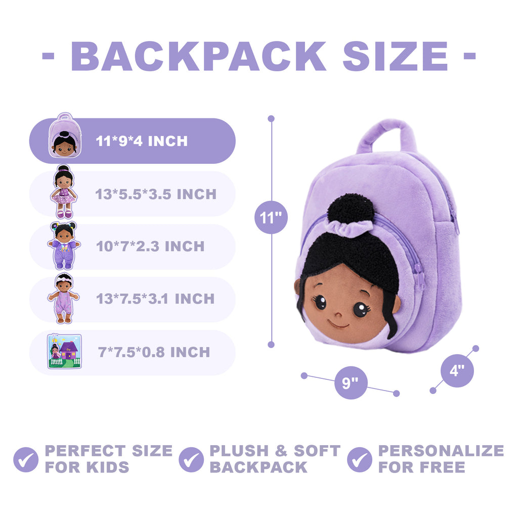 Personalized Purple Deep Skin Tone Nevaeh Backpack