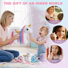 Load image into Gallery viewer, Rapunzelcorn Rainbow Hair Unicorn Mommy Stuffed Animal with 4 Babies