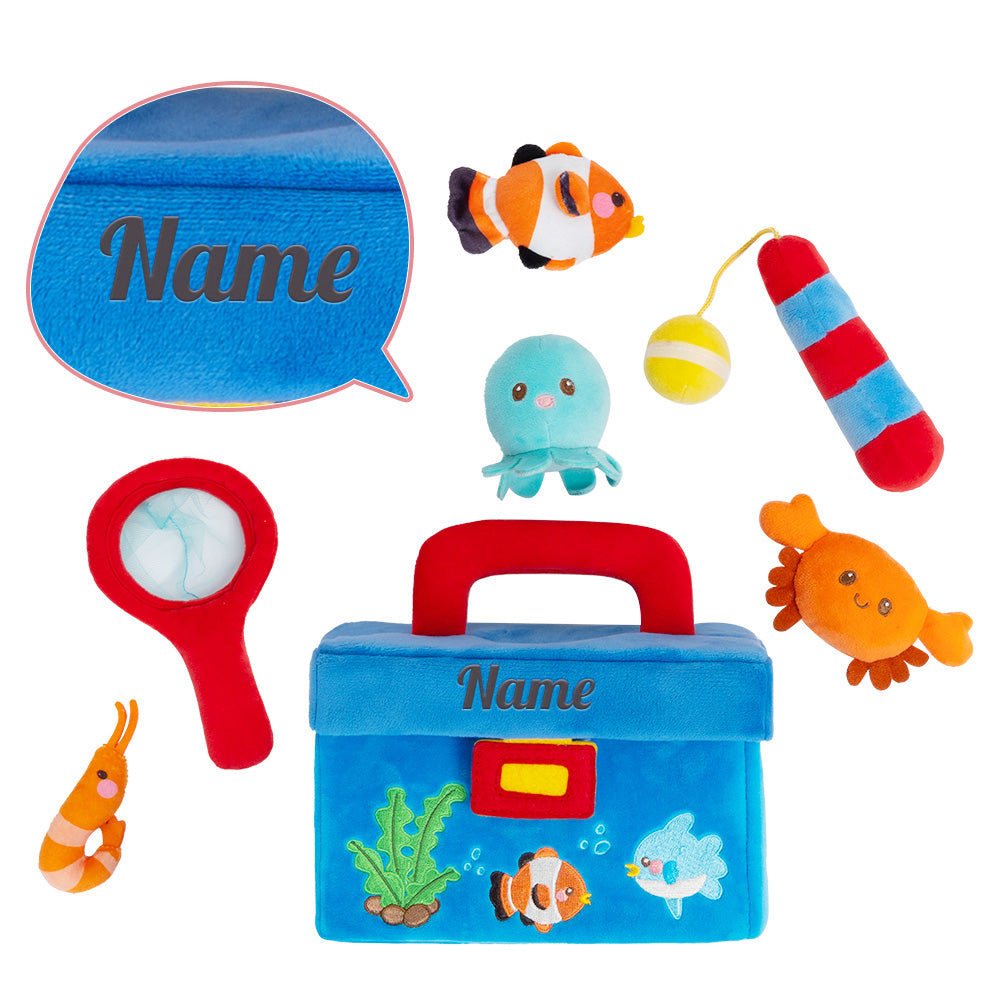First Boy Plush Playset Sound Toys Set, Personalized Fishing Tackle Box, 1  year old boy birthday gift
