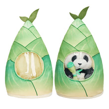 Indlæs billede til gallerivisning Plush Stuffed Panda Mommy with 3 Babies in Bamboo Bag Set