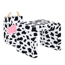 Carica l&#39;immagine nel visualizzatore di Gallery, 2 In 1 Cute Dairy Cow Pattern Children Sofa Couch and Desk