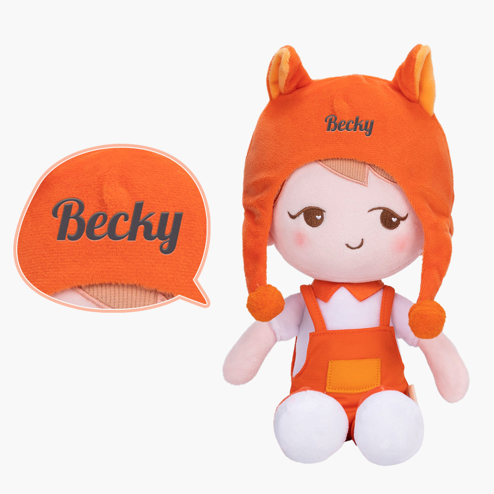 Personalized Becky Orange Fox Doll + Backpack