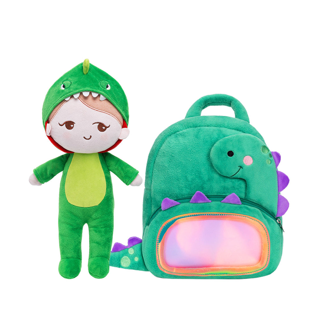 Personalized Becky Dinosaur Girl Doll + Backpack