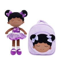 Load image into Gallery viewer, Personalized Deep Skin Tone Purple Doll and Backpack