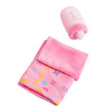 Load image into Gallery viewer, Pink &amp; Purple Plush Doll Quilt &amp; Bottle