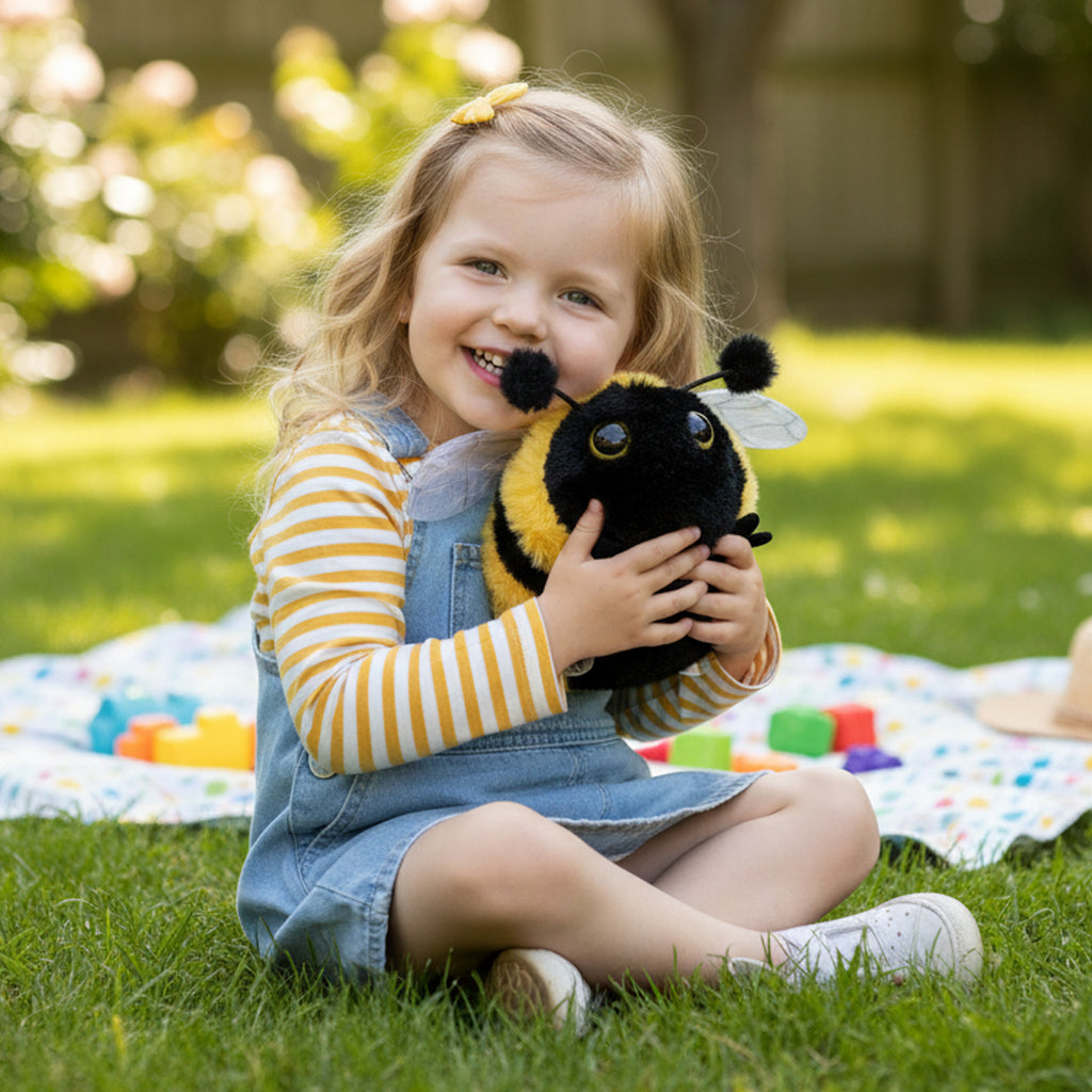Soft Fur Bumblebee Plush Stuffed Animal Toy 7 Inch