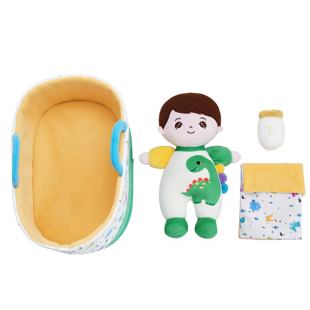 Mini Personalized Dinosaur White Skin Boy Plush Doll & Gift Set