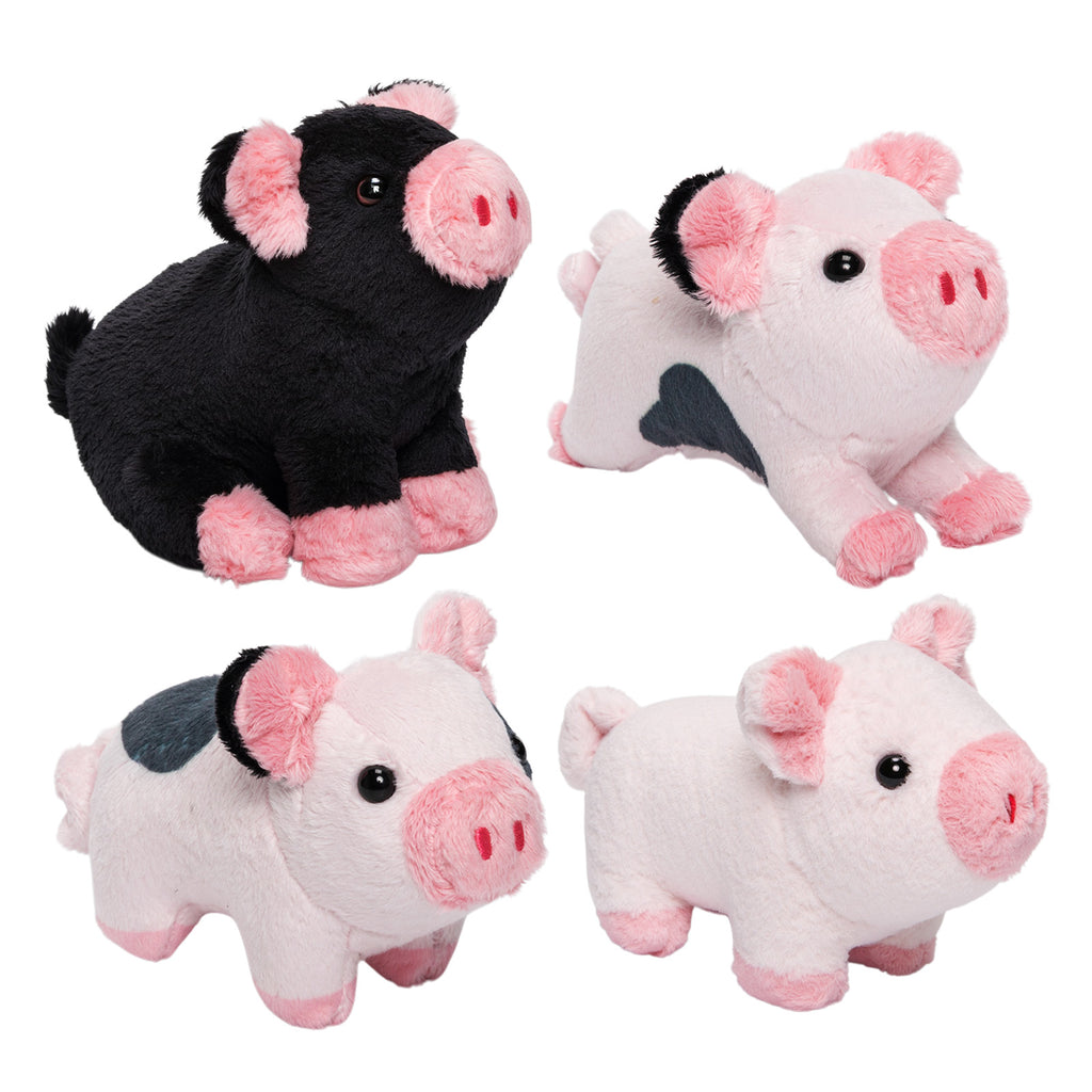 Spotted Pig Family Plush Toy, with 4 cute plush piglets inside