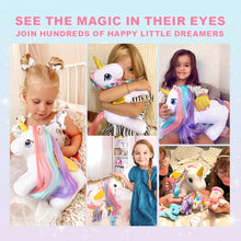 Load image into Gallery viewer, Rapunzelcorn Rainbow Hair Unicorn Mommy Stuffed Animal with 4 Babies