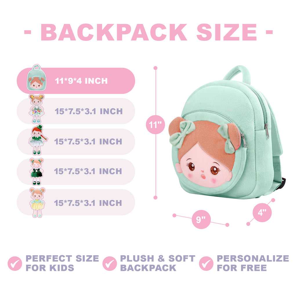 Personalized Green Plush Baby Backpack