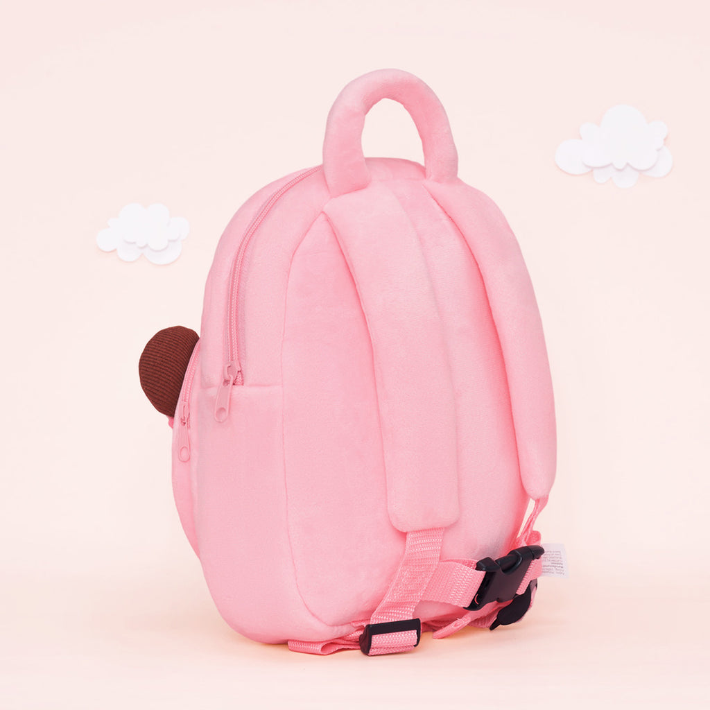 Personalized Plush Pink Backpack with Brown Skin Tone Doll Face