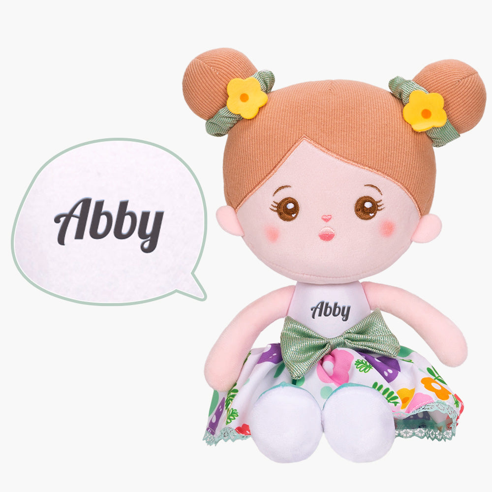 Personalized Abby Green Floral Girl Doll + Backpack