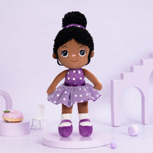 Cargar imagen en el visor de la galería, Personalized Deep Skin Tone Plush Doll Purple Nevaeh