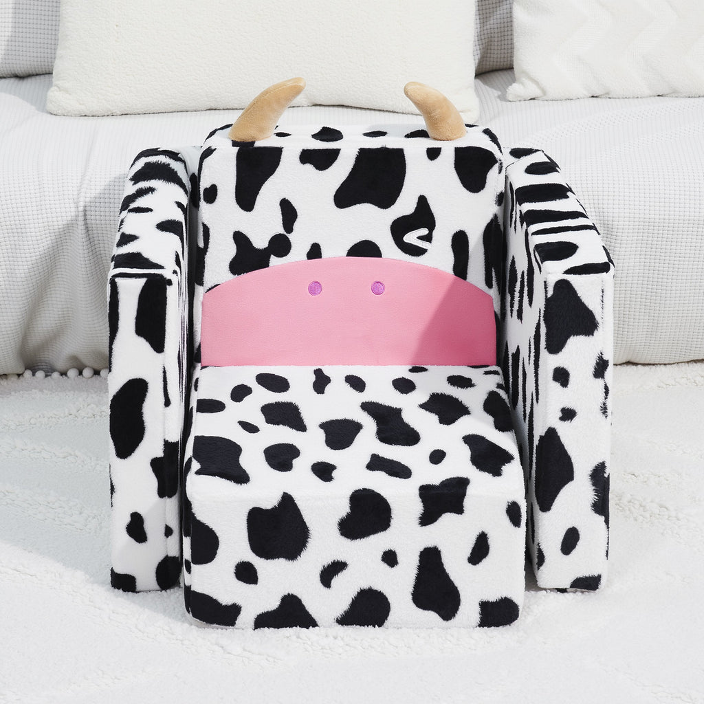 2 In 1 Cute Dairy Cow Pattern Children Sofa Couch and Desk