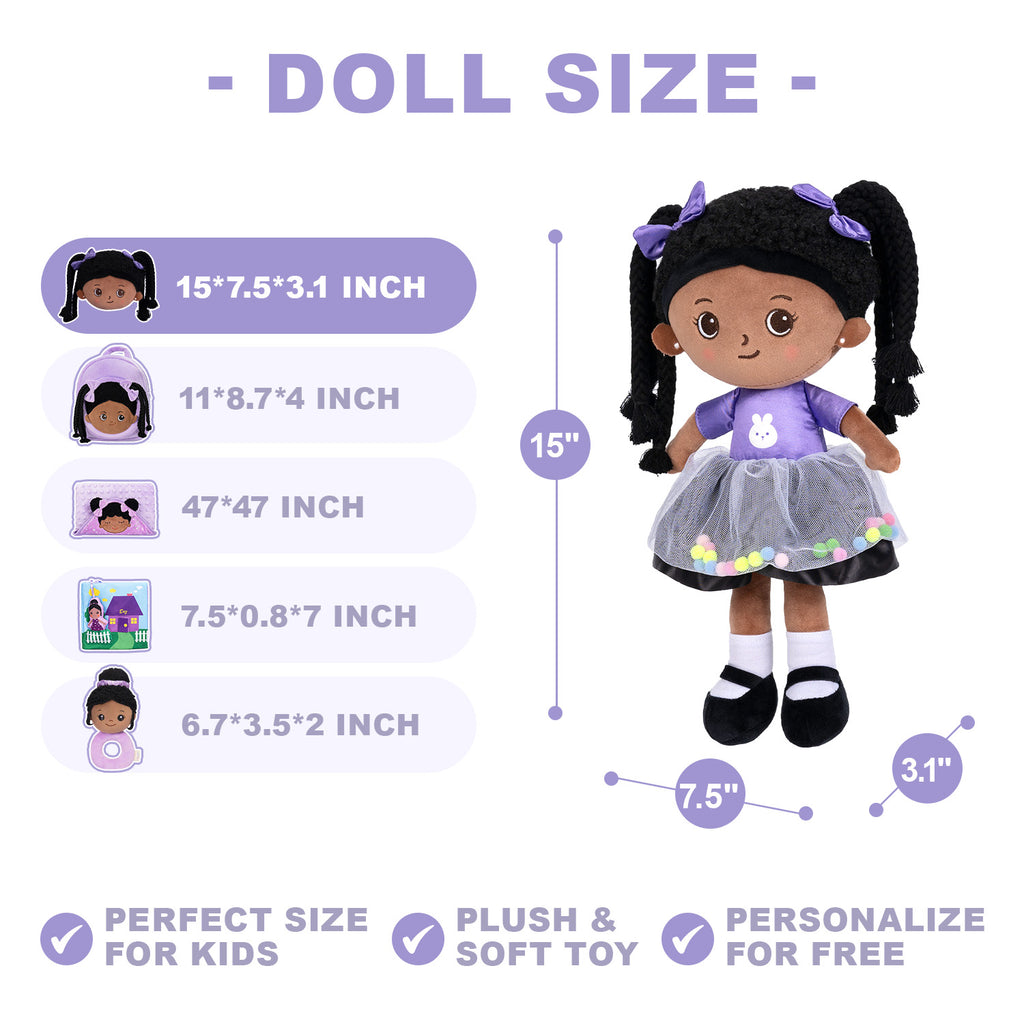 Personalized Purple Deep Skin Tone Plush Ash Doll + Backpack