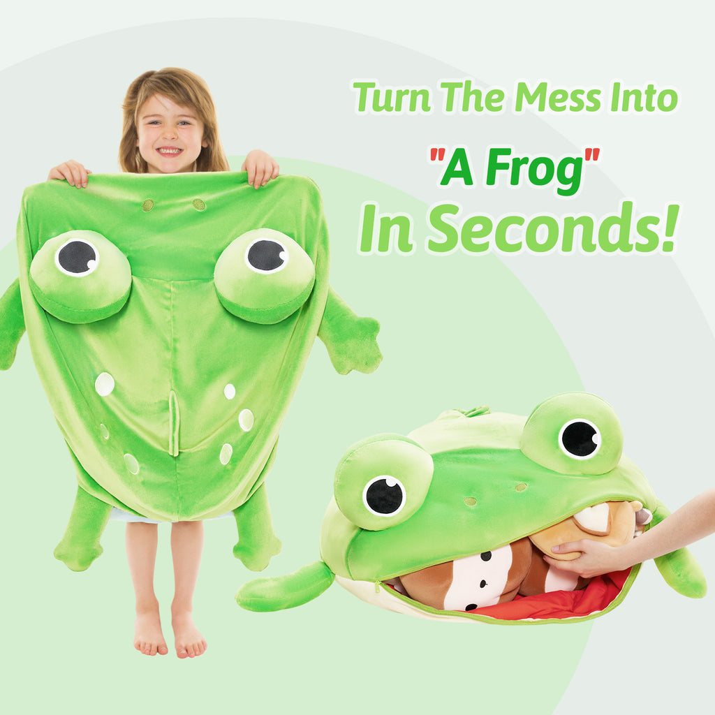 Frog Shaped Toy Storage Bag with Tongue Sticking Out Play Mat