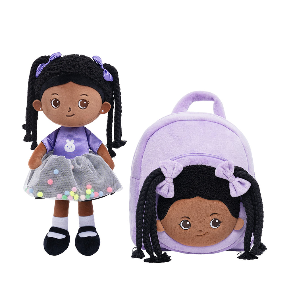 Personalized Purple Deep Skin Tone Plush Ash Doll + Backpack