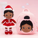 Personalized Deep Skin Tone Plush Nevaeh Red Doll + Backpack