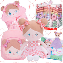 Indlæs billede til gallerivisning Personalized Doll, Backpack, Blanket and Cloth Book Bundle for 0-4 Years Old