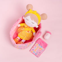 Cargar imagen en el visor de la galería, Personalized Thanksgiving Day Yellow Dress Girl Doll + Cloth Basket Gift Set