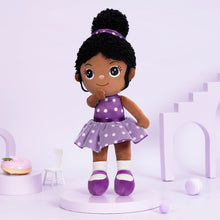 Cargar imagen en el visor de la galería, Personalized Deep Skin Tone Plush Doll Purple Nevaeh