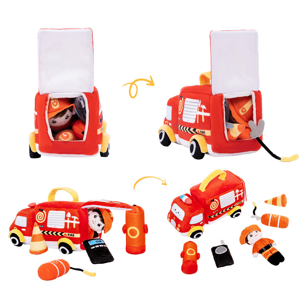 Personalized Baby's First Fire Truck Plush Sensory Toy