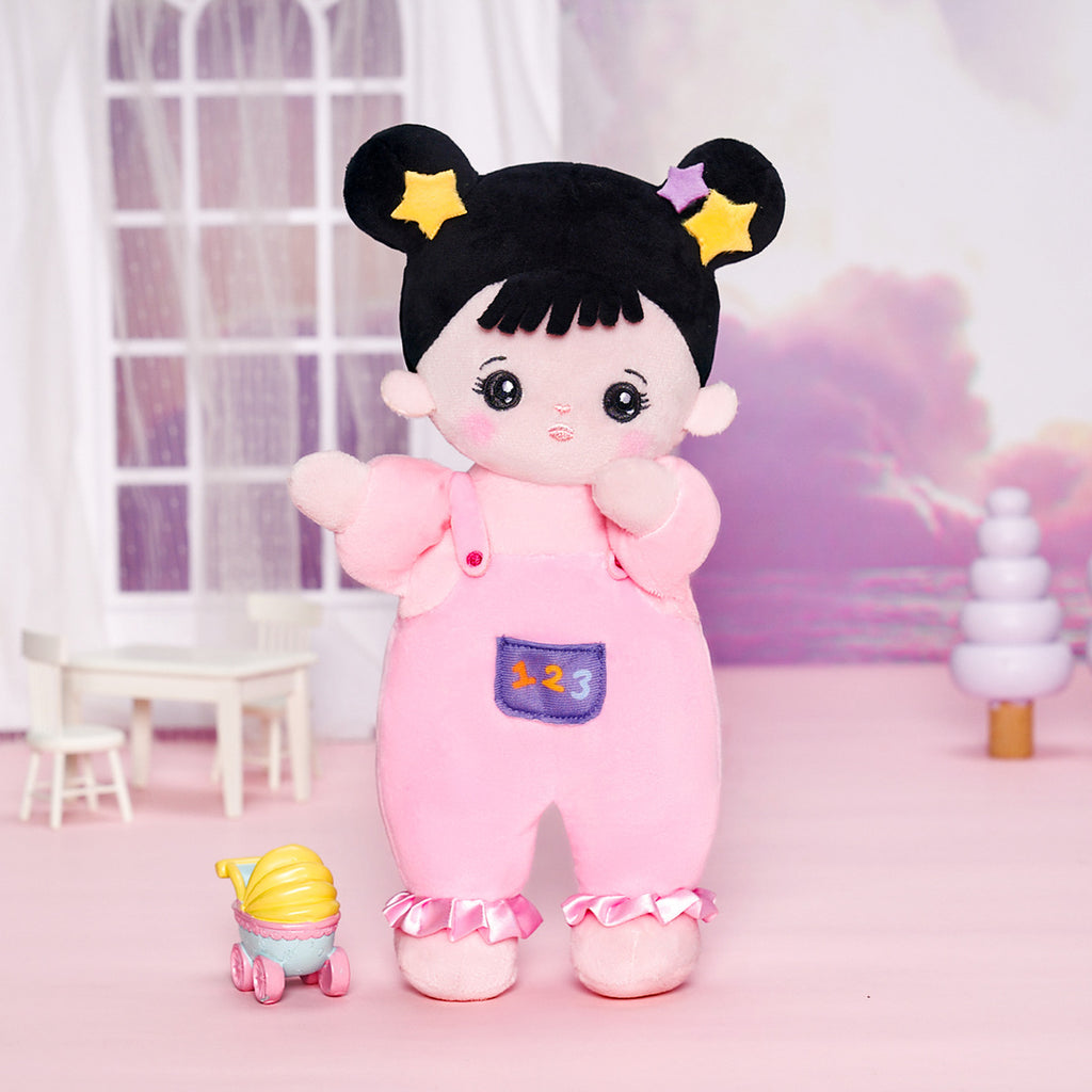 Personalized Black Hair Mini Plush Baby Girl Doll