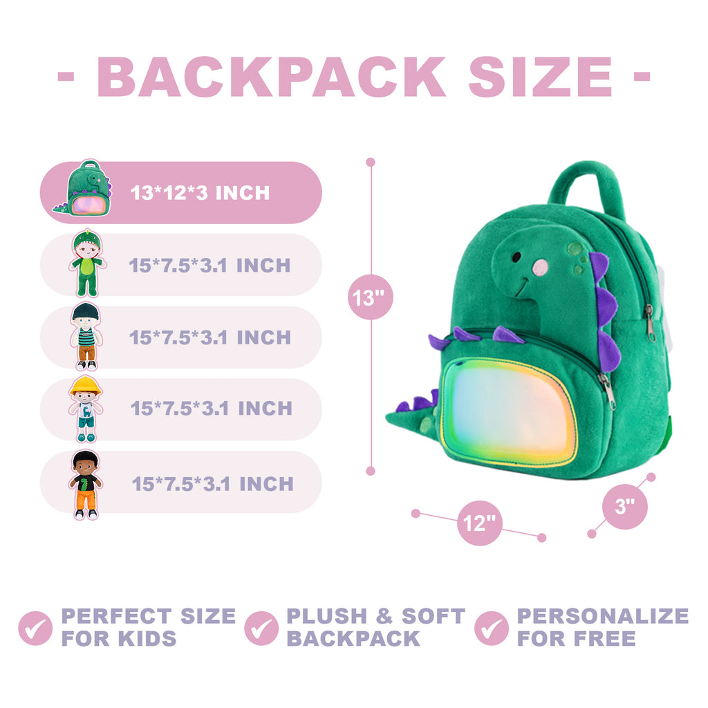 Personalized Becky Dinosaur Girl Doll + Backpack